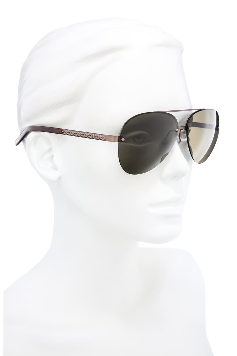 63mm Pilot Sunglasses, Alternate, color, MATTE DARK BRONZE / GREEN