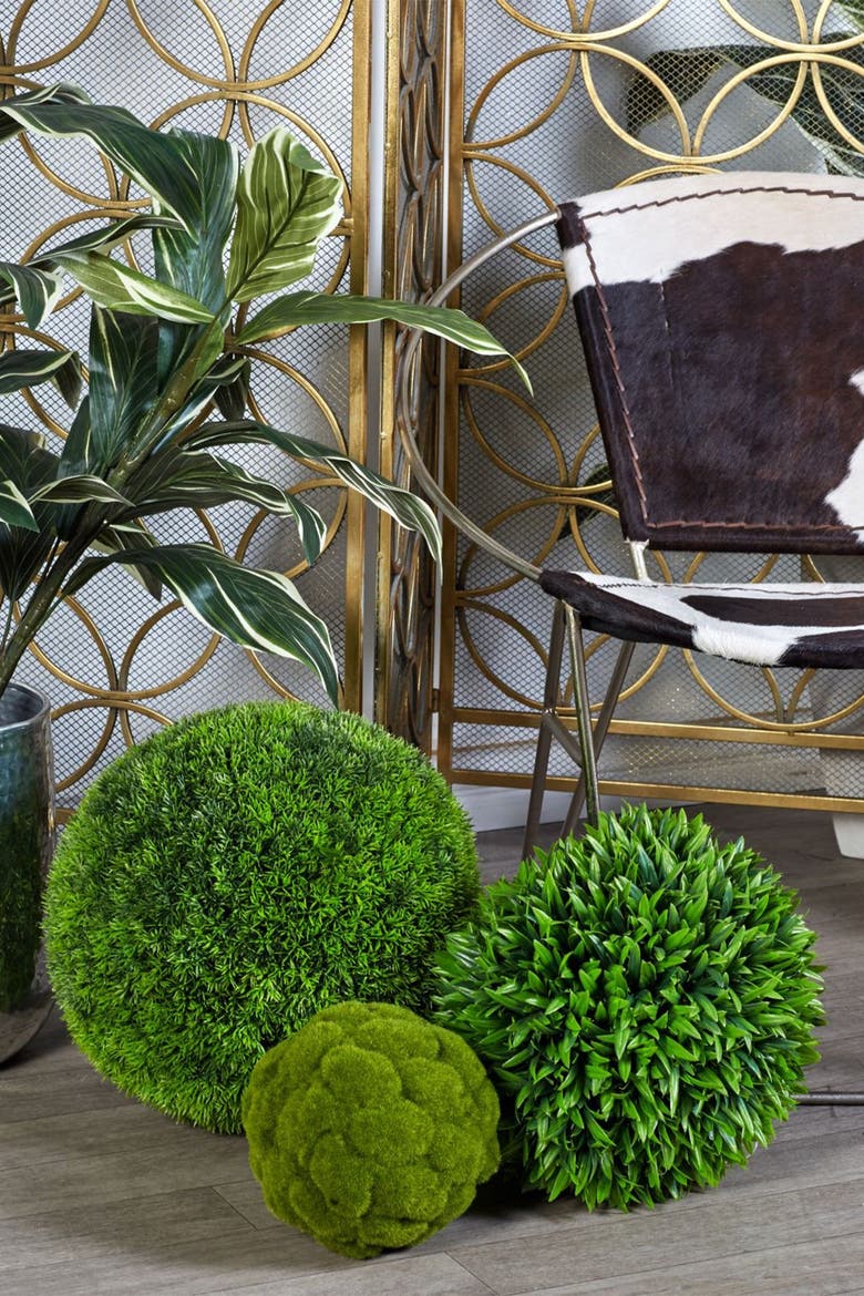 Green Faux Foliage Boxwood Topiary Artificial Foliage Ball, Alternate, color, GREEN