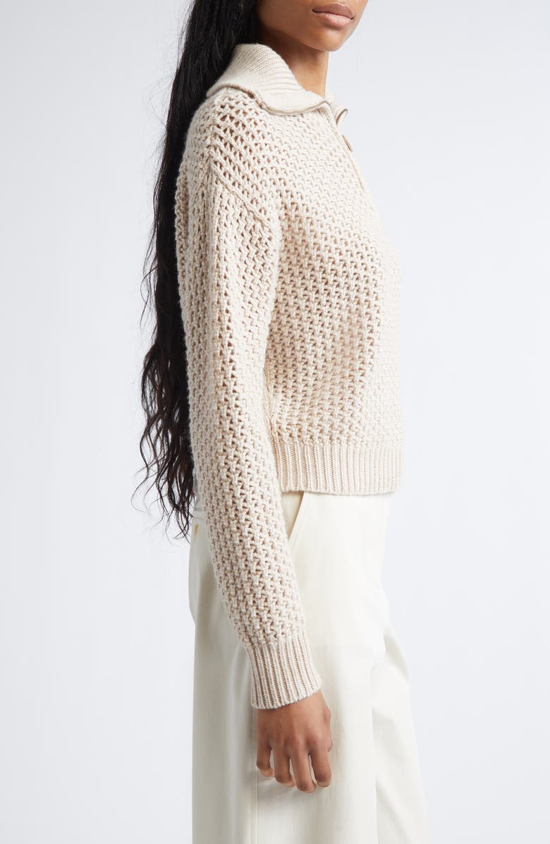 Max Mara Tequila Wool Blend Quarter Zip Sweater, Alternate, color, Albino