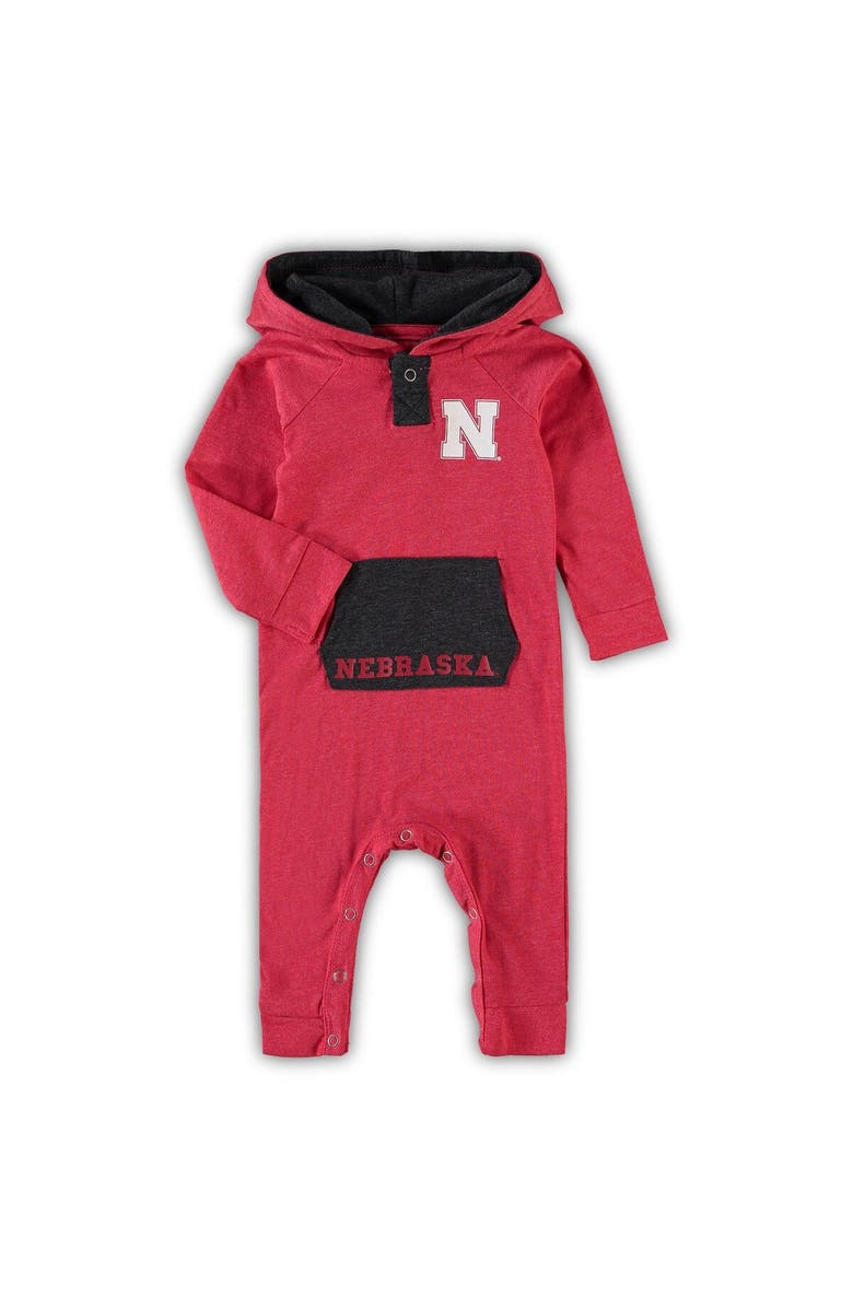 COLOSSEUM Newborn & Infant Colosseum Scarlet Nebraska Huskers Henry Pocketed Hoodie Romper, Alternate, color, 