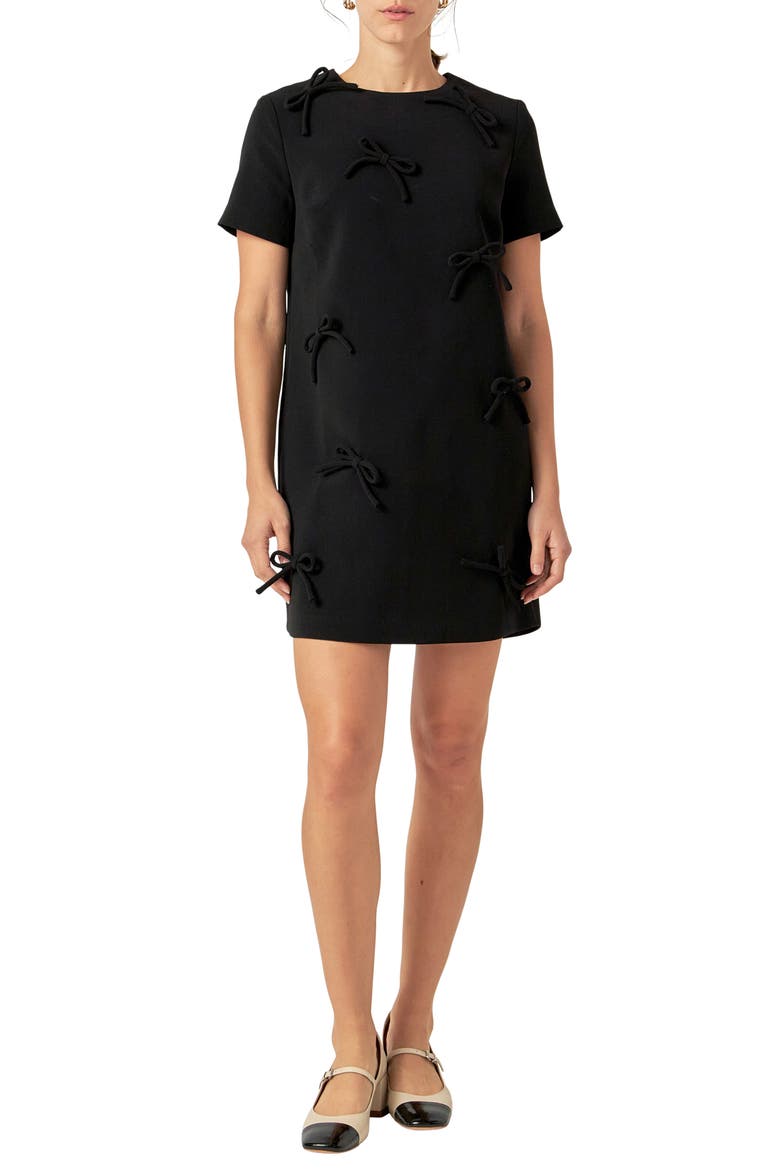 Bow T-Shirt Minidress, Main, color, BLACK