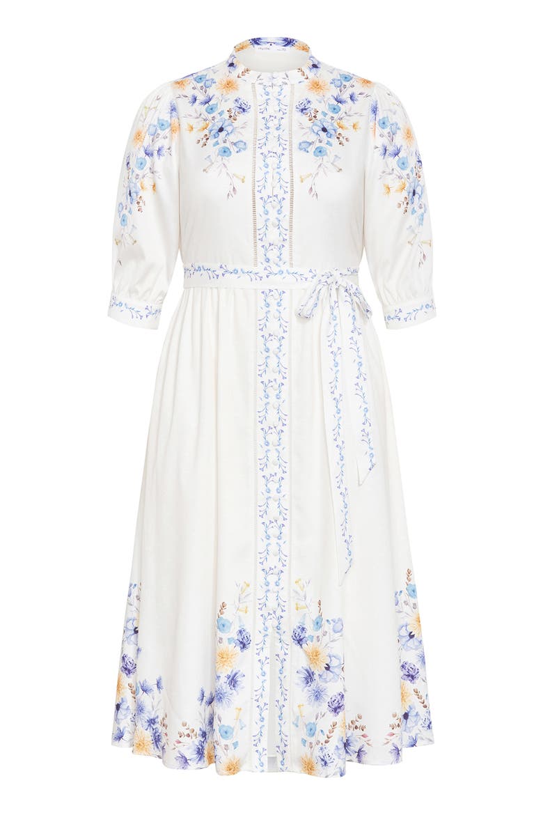 Annabelle Belted Midi Shirtdress, Alternate, color, BLUE PATRICE BORDER