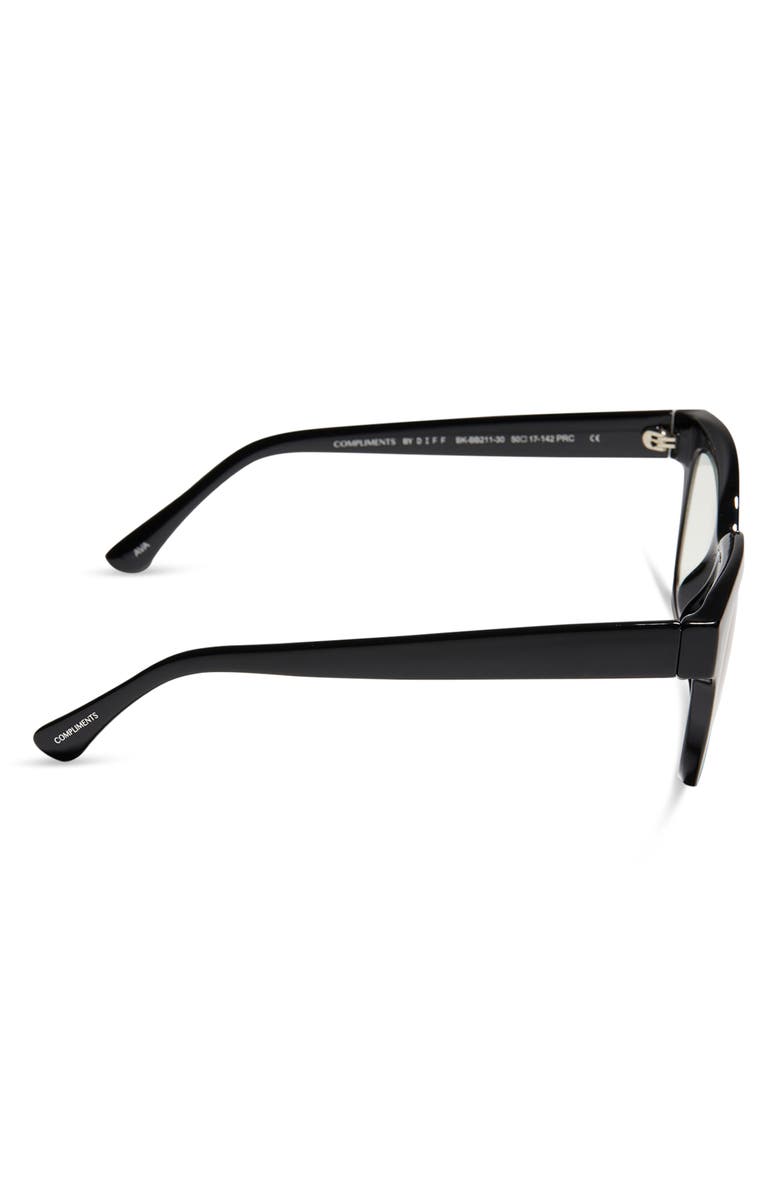 DIFF Ava 50mm Square Blue Light Blocking Glasses, Alternate, color, Black Blue Light