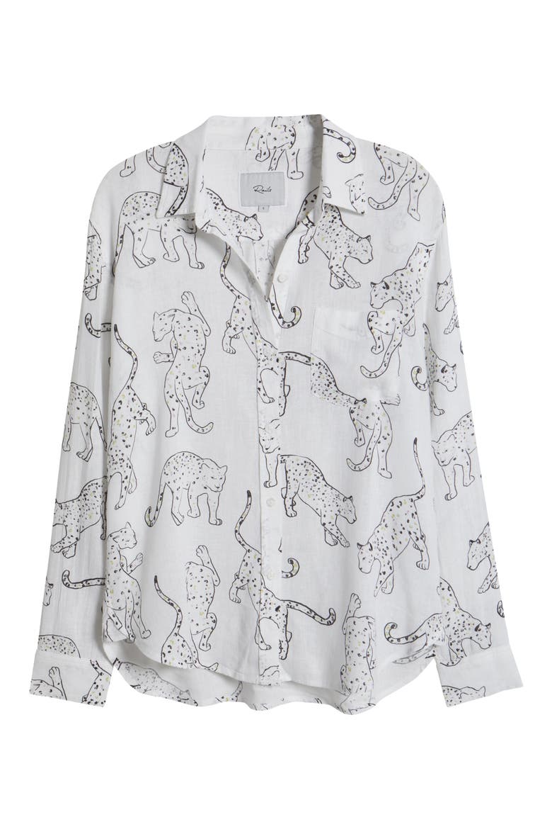 Charli Linen Blend Button-Up Shirt, Alternate, color, BELIZE JAGUAR