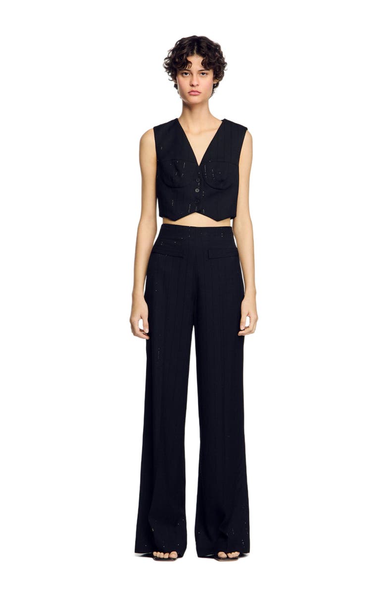 SANDRO Sequin cropped jacket, Main, color, 