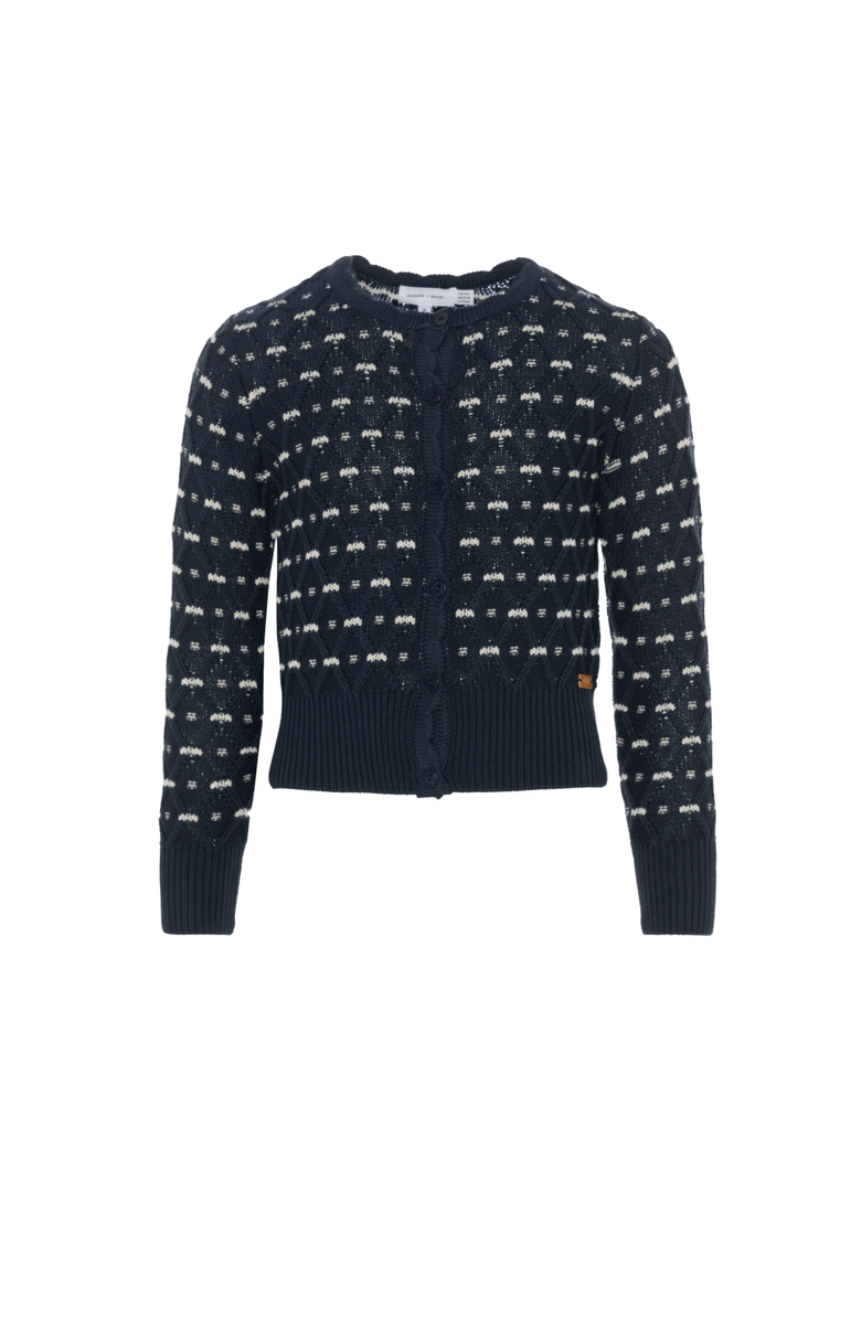 Charlotte & George Front Button Stripe Floral Cardigan, Main, color, Ink