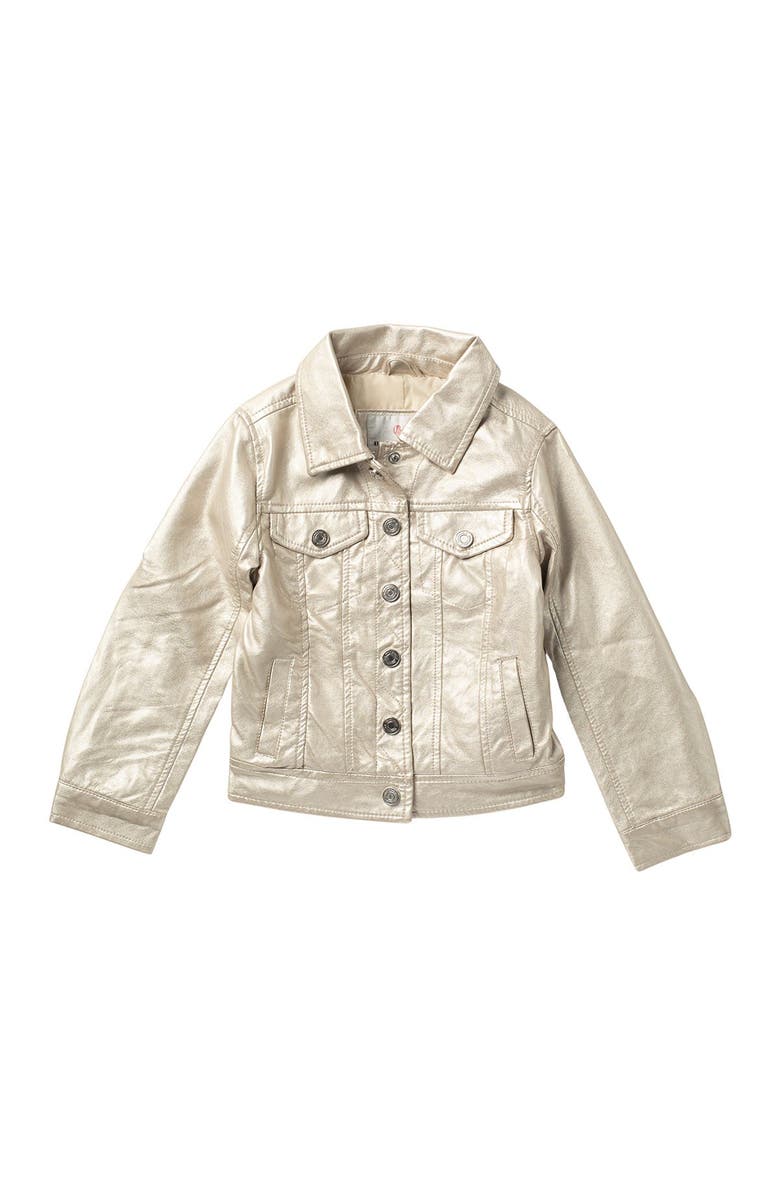 Urban Republic Metallic Faux Leather Trucker Jacket, Main, color,