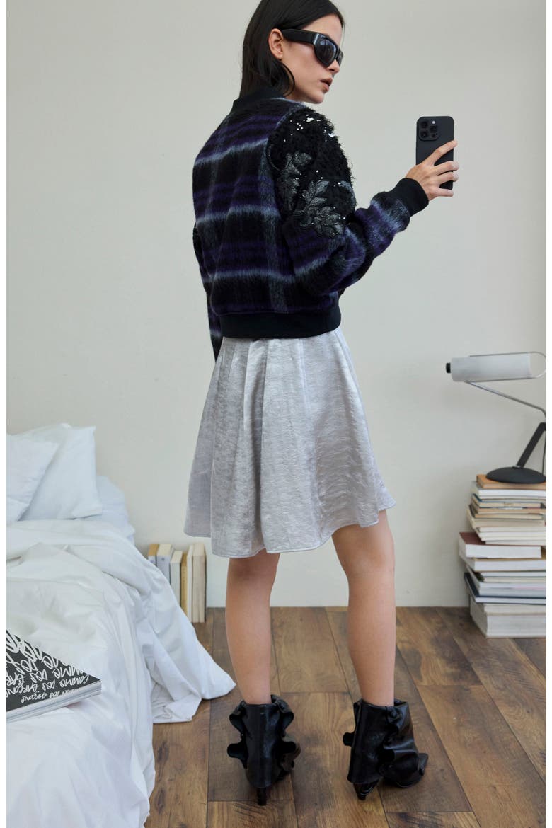 Sequin Appliqué Crop Jacket, Alternate, color, PURPLE