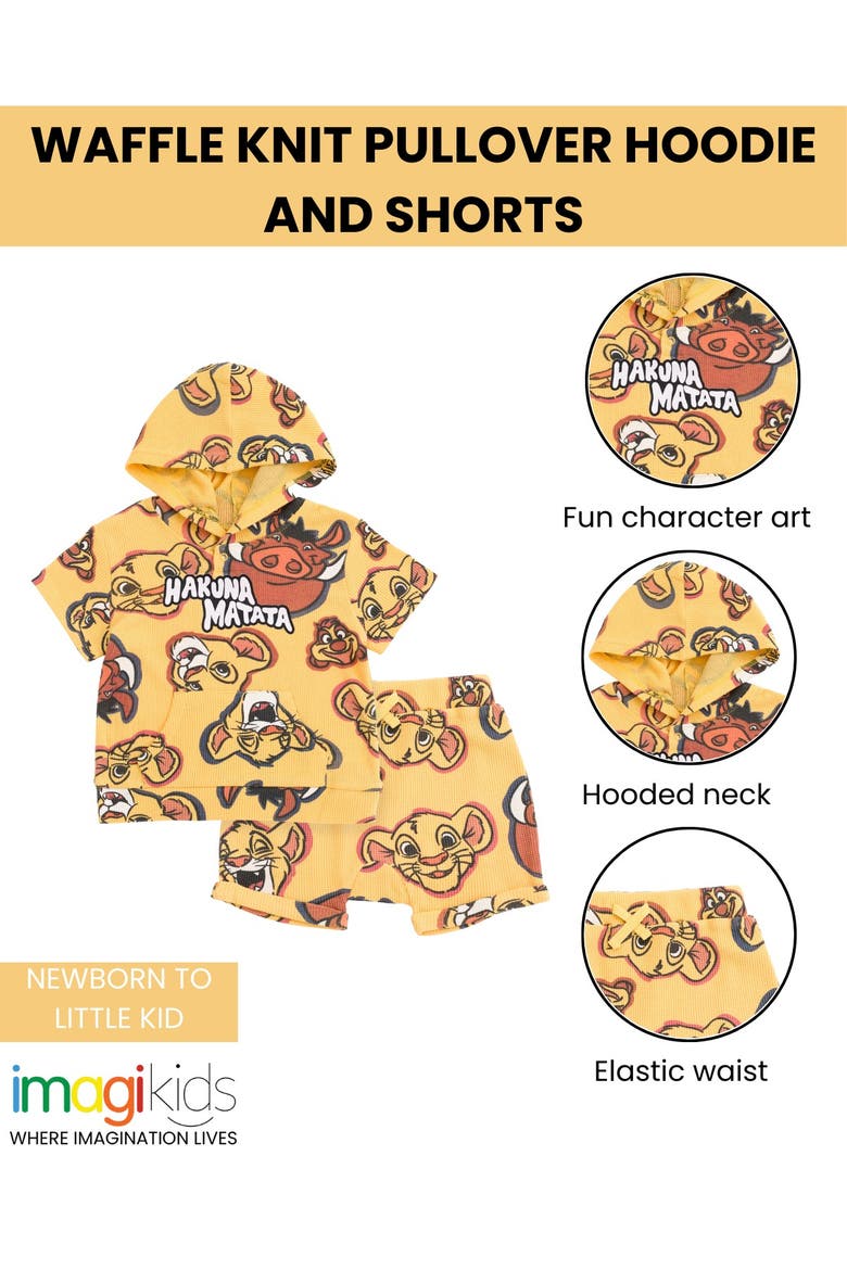 Lion King 2-Piece Hooded Tee and Shorts Set, Alternate, color, Simba Golden Yellow