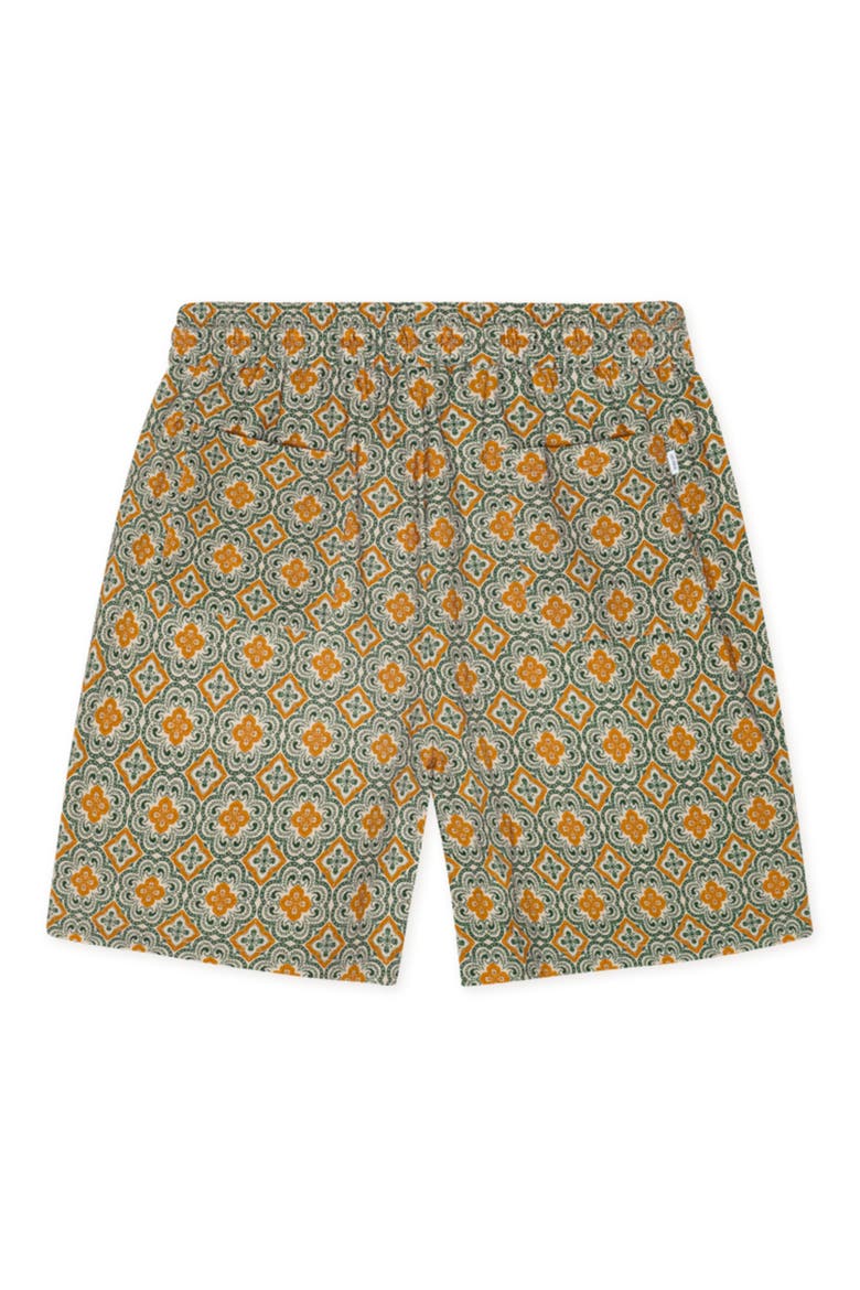 Harry Arabesque Print Organic Cotton Shorts, Alternate, color, SEA MOSS GREEN