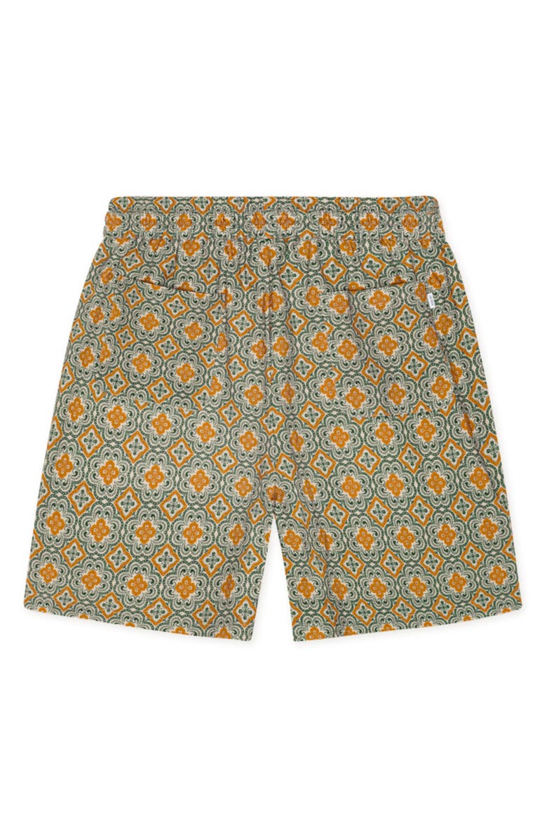 Les Deux Harry Arabesque Print Organic Cotton Shorts, Alternate, color, Sea Moss Green