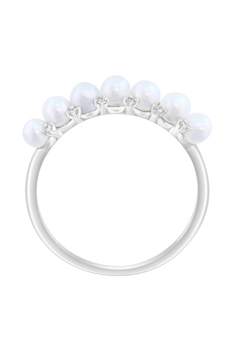 Sterling Silver Freshwater Pearl & Diamond Ring, Alternate, color, WHITE