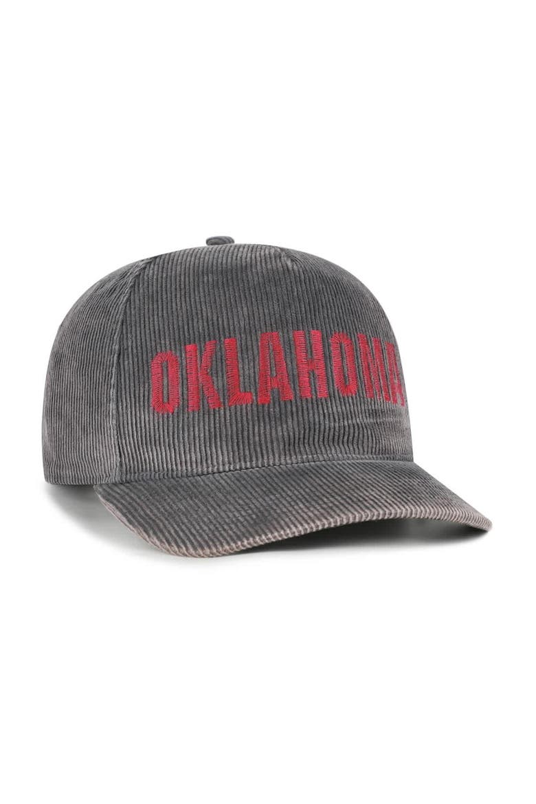 Men's '47  Gray Oklahoma Sooners Reclaim Snow Wash Corduroy Hitch Adjustable Hat, Alternate, color, Gray