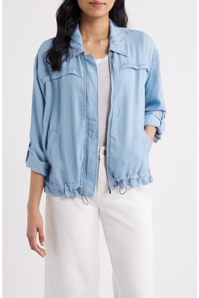 Zip Front Shirt Jacket, Main, color, LIGHT INDIGO