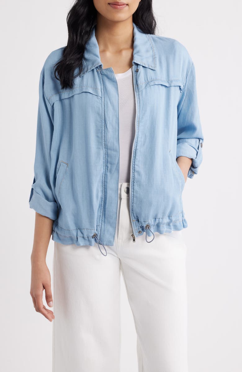 CITY BLUES Zip Front Shirt Jacket, Main, color, Light Indigo