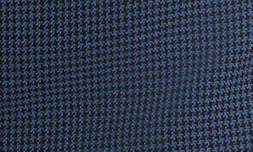 Kasper Houndstooth Flat Front Slim Pants In Blue