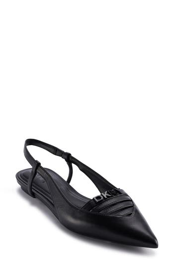 Dkny Mikado Slingback Pointed Toe Flat In Black