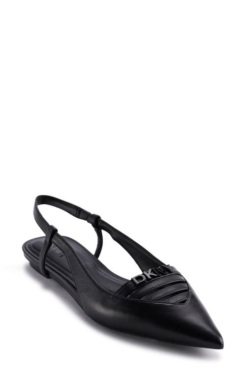 Dkny Mikado Slingback Pointed Toe Flat In Black