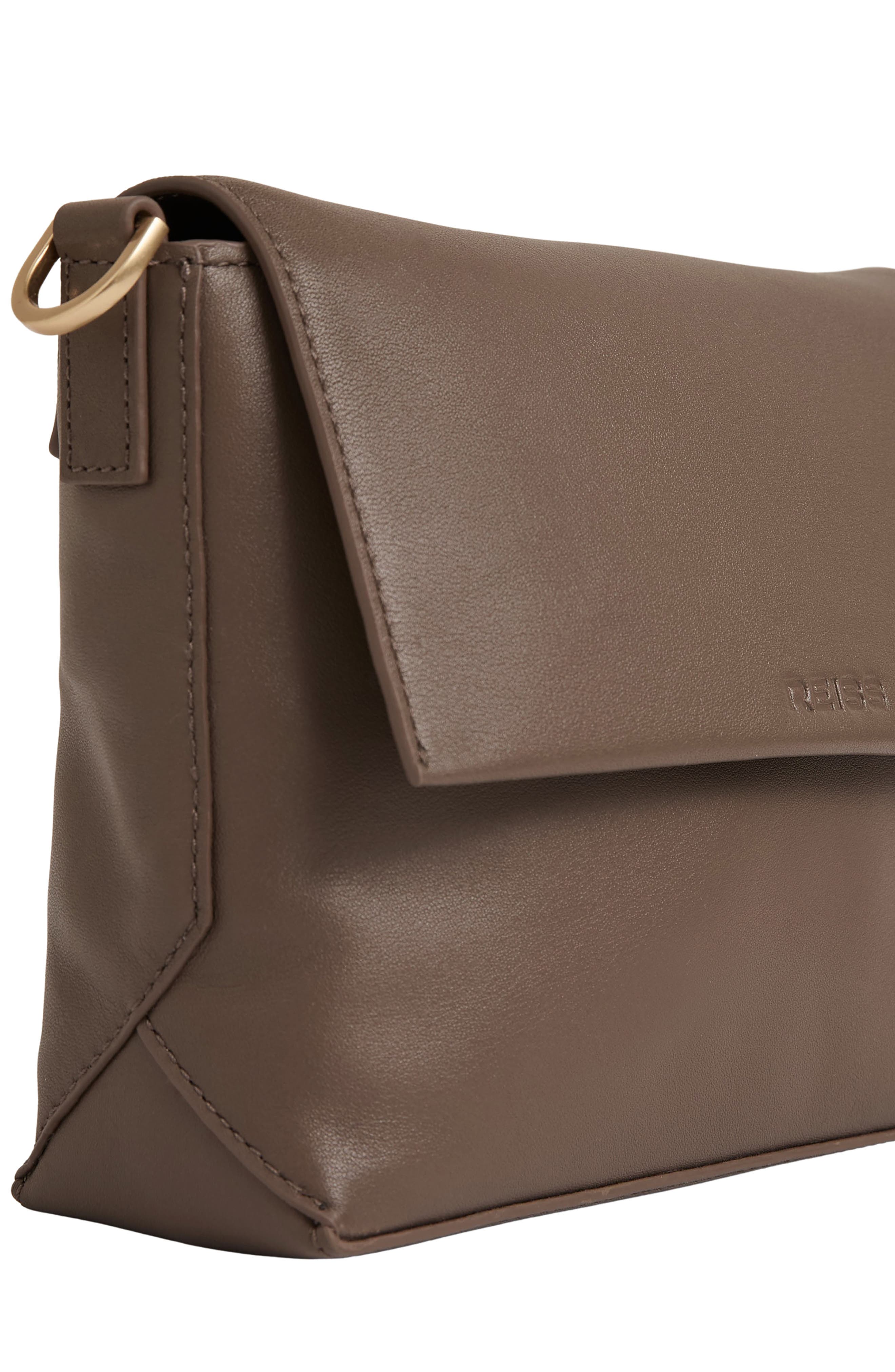 Reiss Selena Leather Crossbody Bag, Alternate, color, Taupe