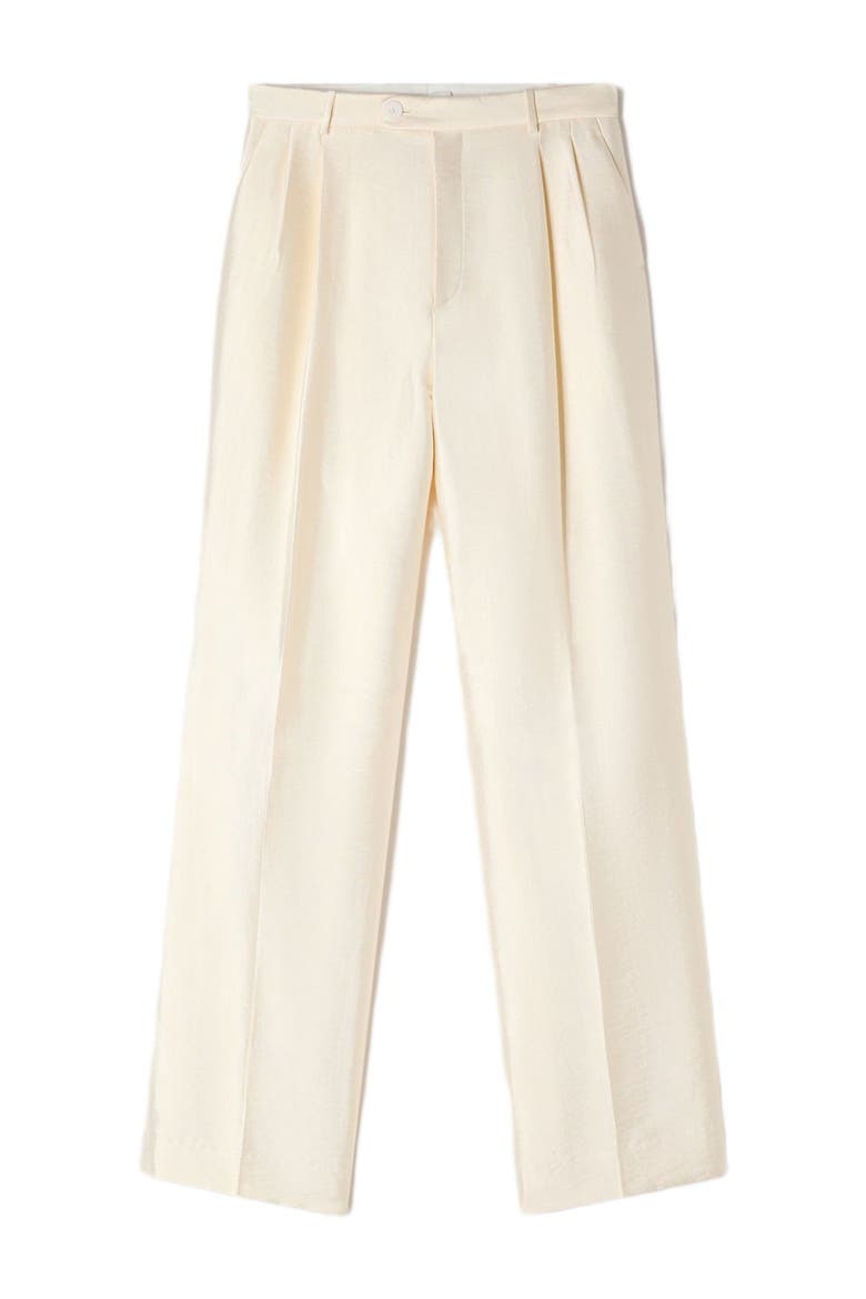 Satin-effect trousers, Alternate, color, Cream