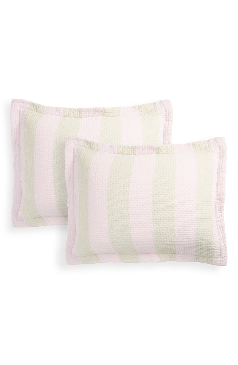 Dusen Dusen Set of 2 Warm Stripe Cotton Matelassé Shams, Main, color, 