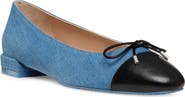 Stuart Weitzman Sleek Cap Toe Bow Flat