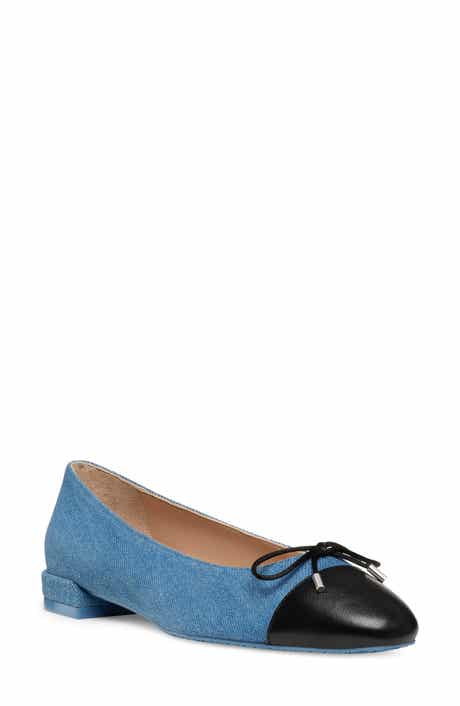 Stuart Weitzman Sleek Cap Toe Bow Flat