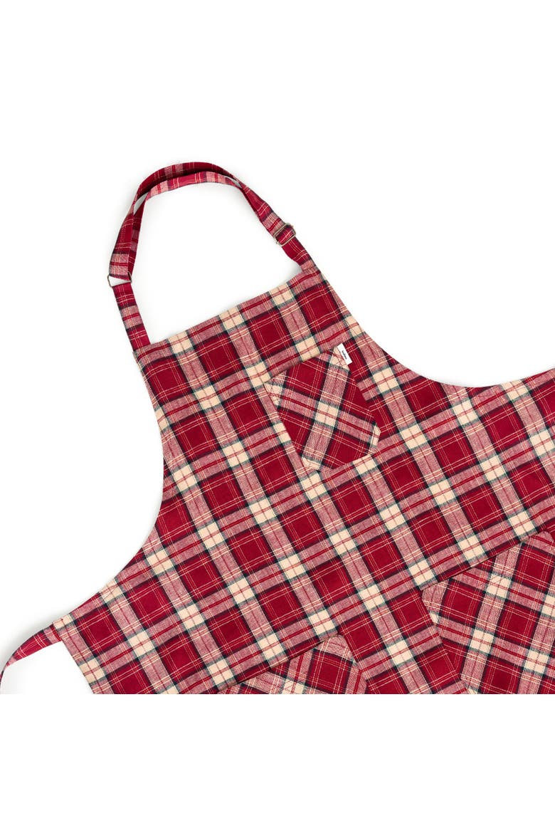 Linen Bib Apron for Men & Women with Front Pockets, 33 x 30 Inches, Alternate, color, Burgundy
