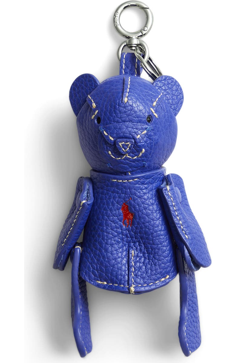 Polo Ralph Lauren Pebble Leather Polo Bear Charm, Main, color, Jellyfish