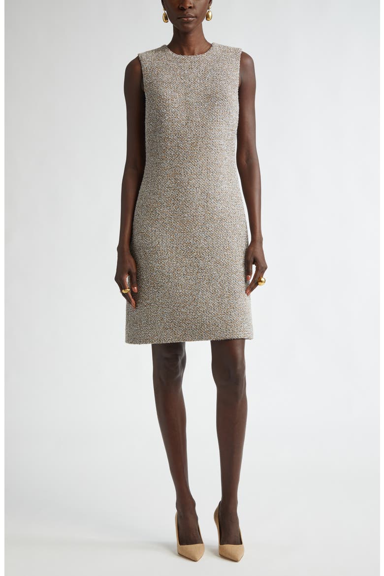 Metallic Eyelash Tweed Dress, Main, color, SHADOW/ SILVER/ KHAKI MULTI