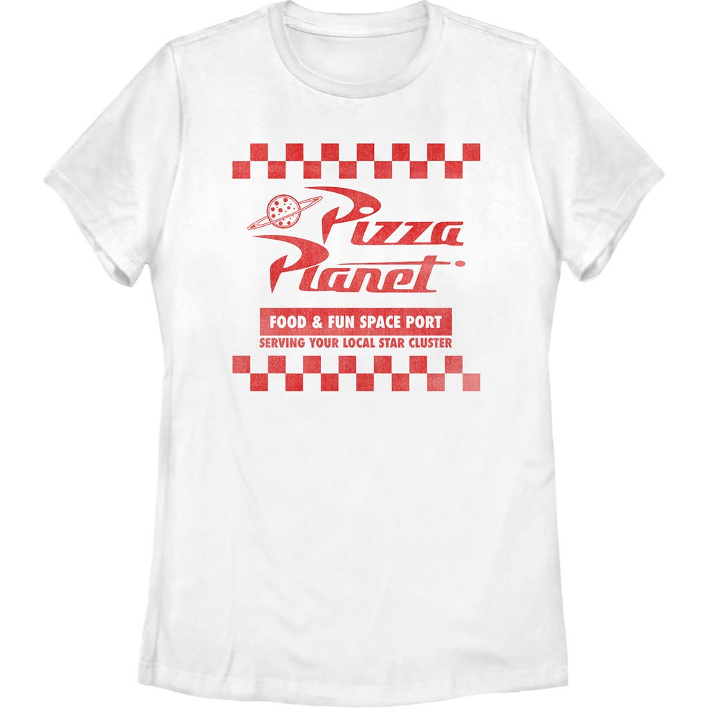 Women's Toy Story Pizza Planet Uniform  Graphic T-Shirt in White  product