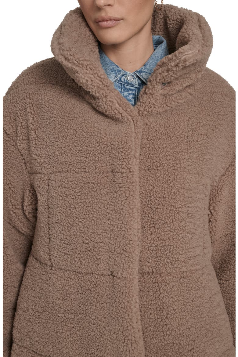 Quilted Fleece Long Teddy Coat, Alternate, color, TAUPE
