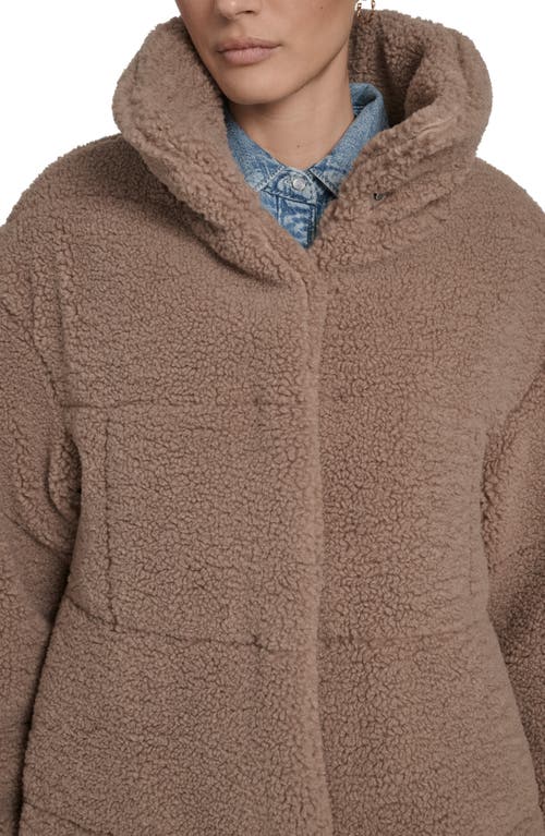 Levi's Quilted Fleece Long Teddy Coat In Brown