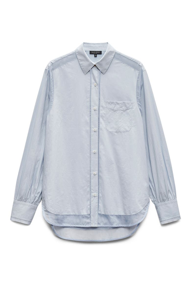 Maxine Mixed Media Button-Up Shirt, Alternate, color, LIGHT BLUE