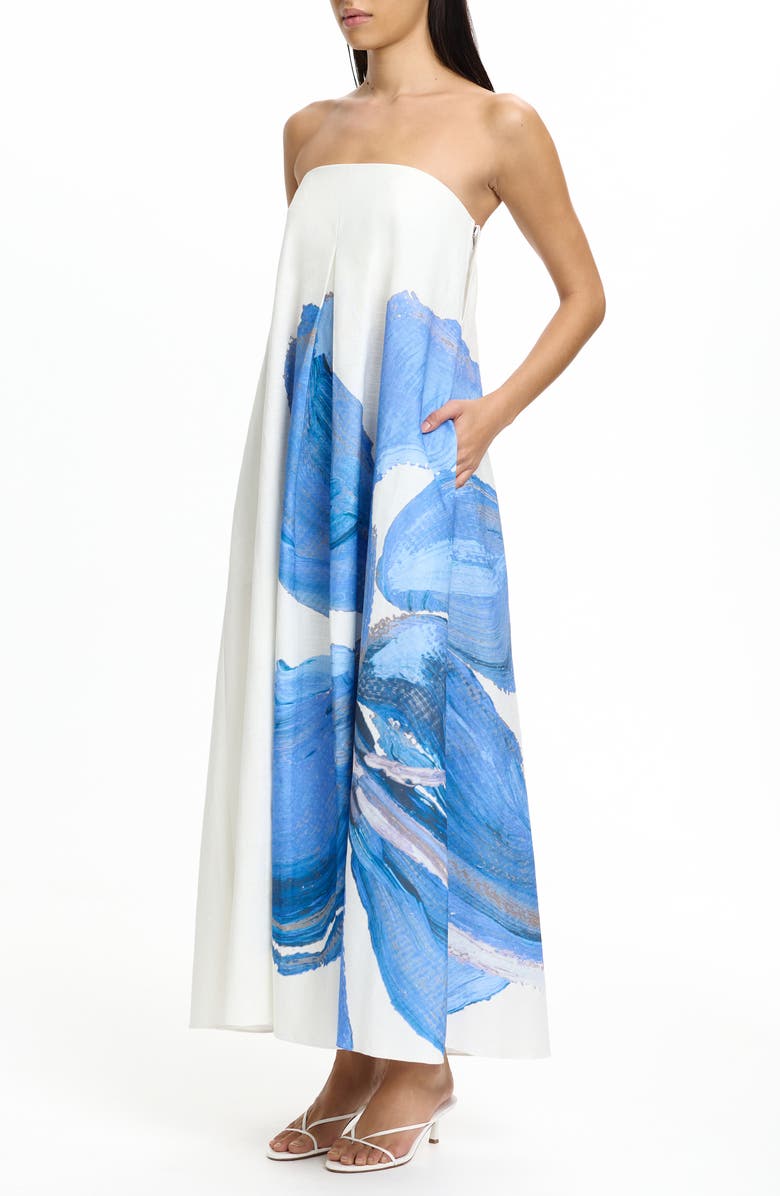 Significant Other Parisa Placed Floral Strapless Cotton Maxi Dress, Alternate, color, Spliced Bloom