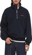 Helmut Lang Logo Quarter Zip Cotton Pullover