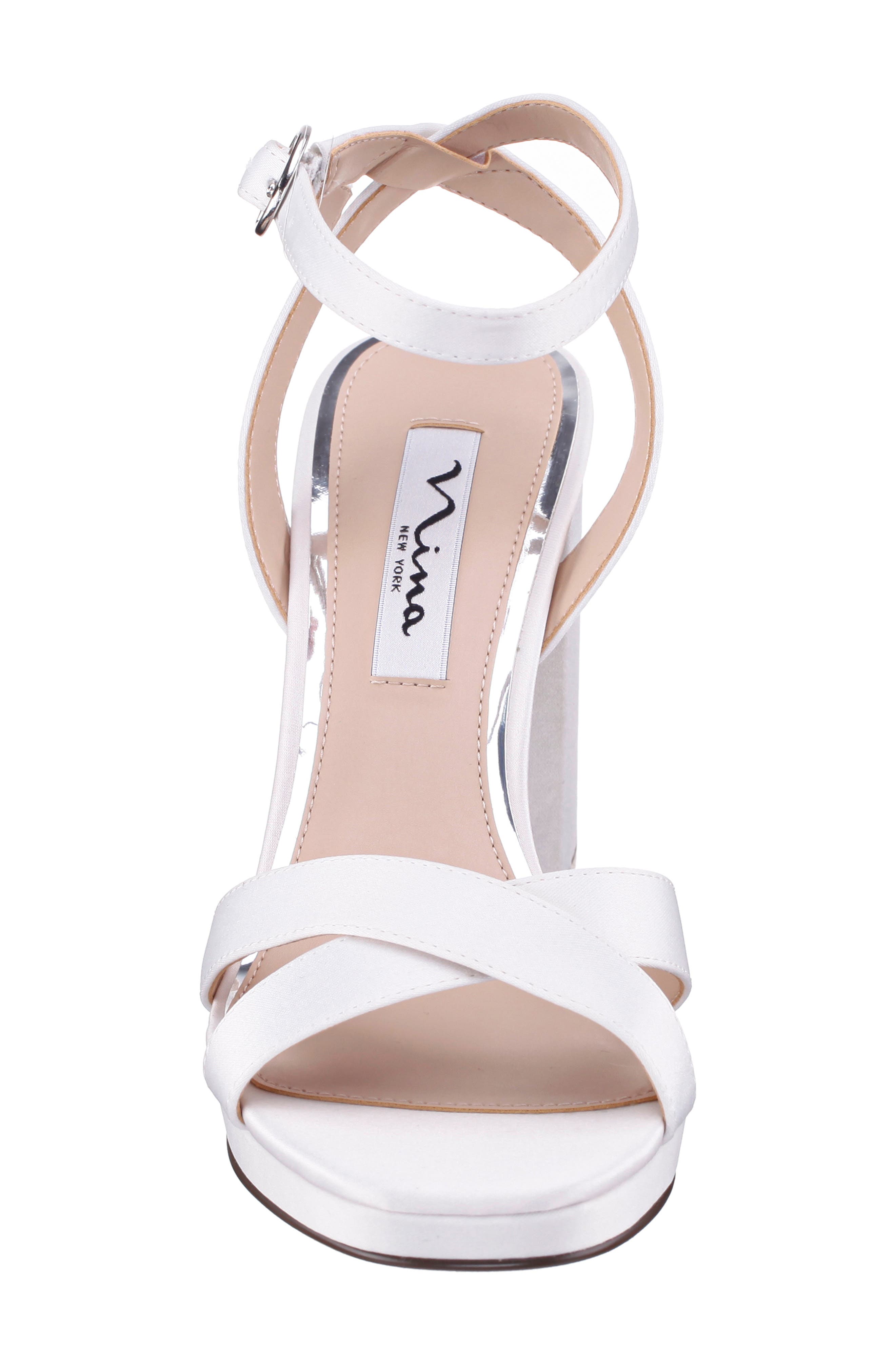 Nina Sheilia Ankle Strap Sandal, Alternate, color, Ivory Luster Satin
