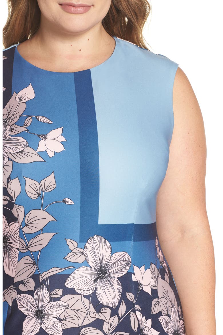 Print Scuba Body-Con Dress, Alternate, color, BLUE/ BLUSH FLORAL