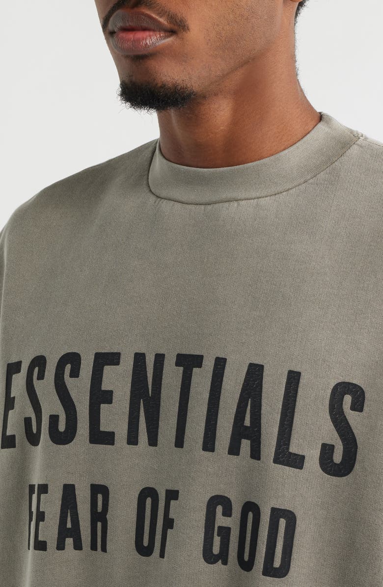 Fear of God Essentials Relaxed Cutoff Fleece Sweatshirt, Alternate, color, Washed Seal