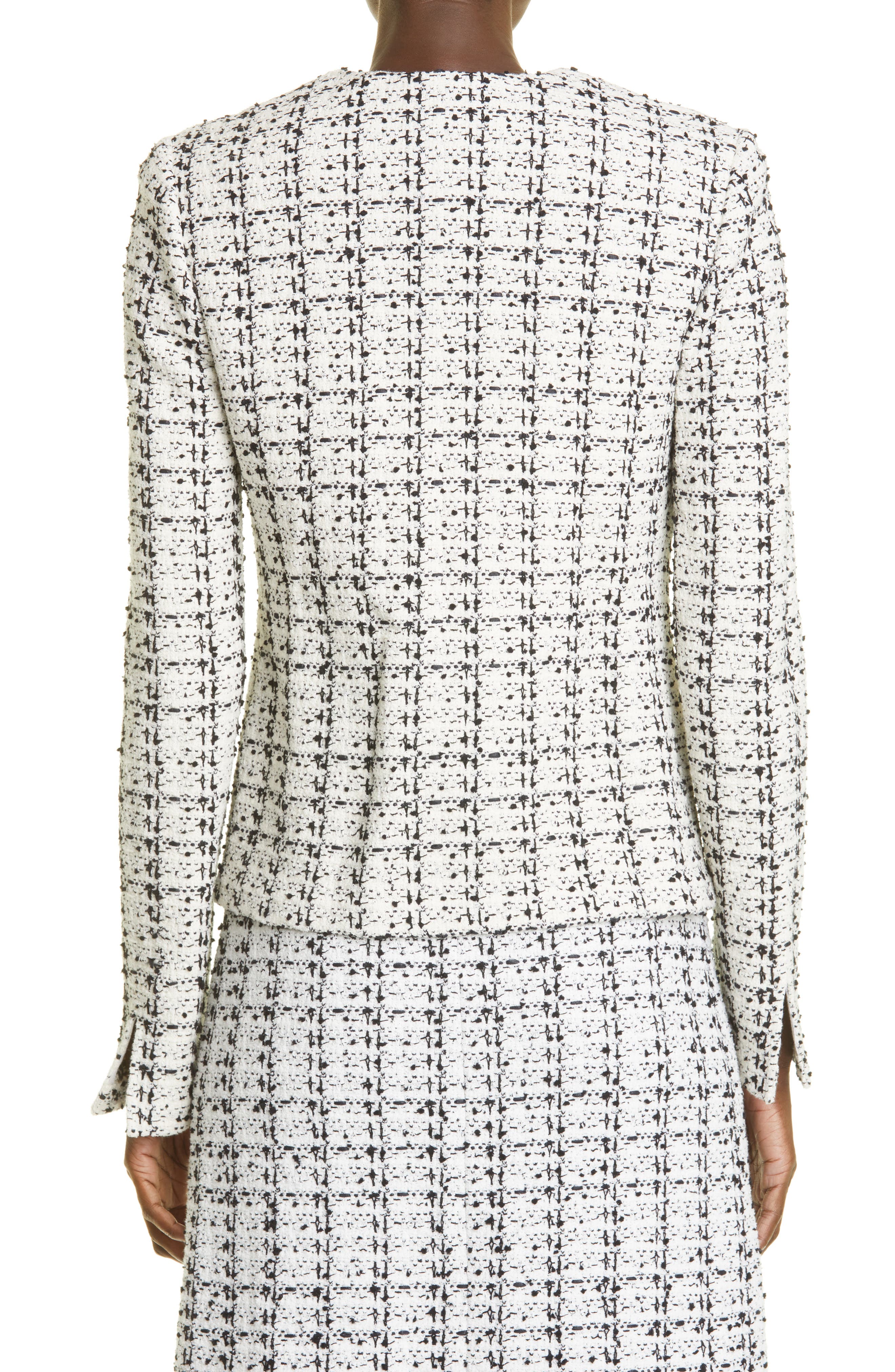 St. John Collection Plaid Textured Knit Tweed Jacket (Women) | Nordstrom