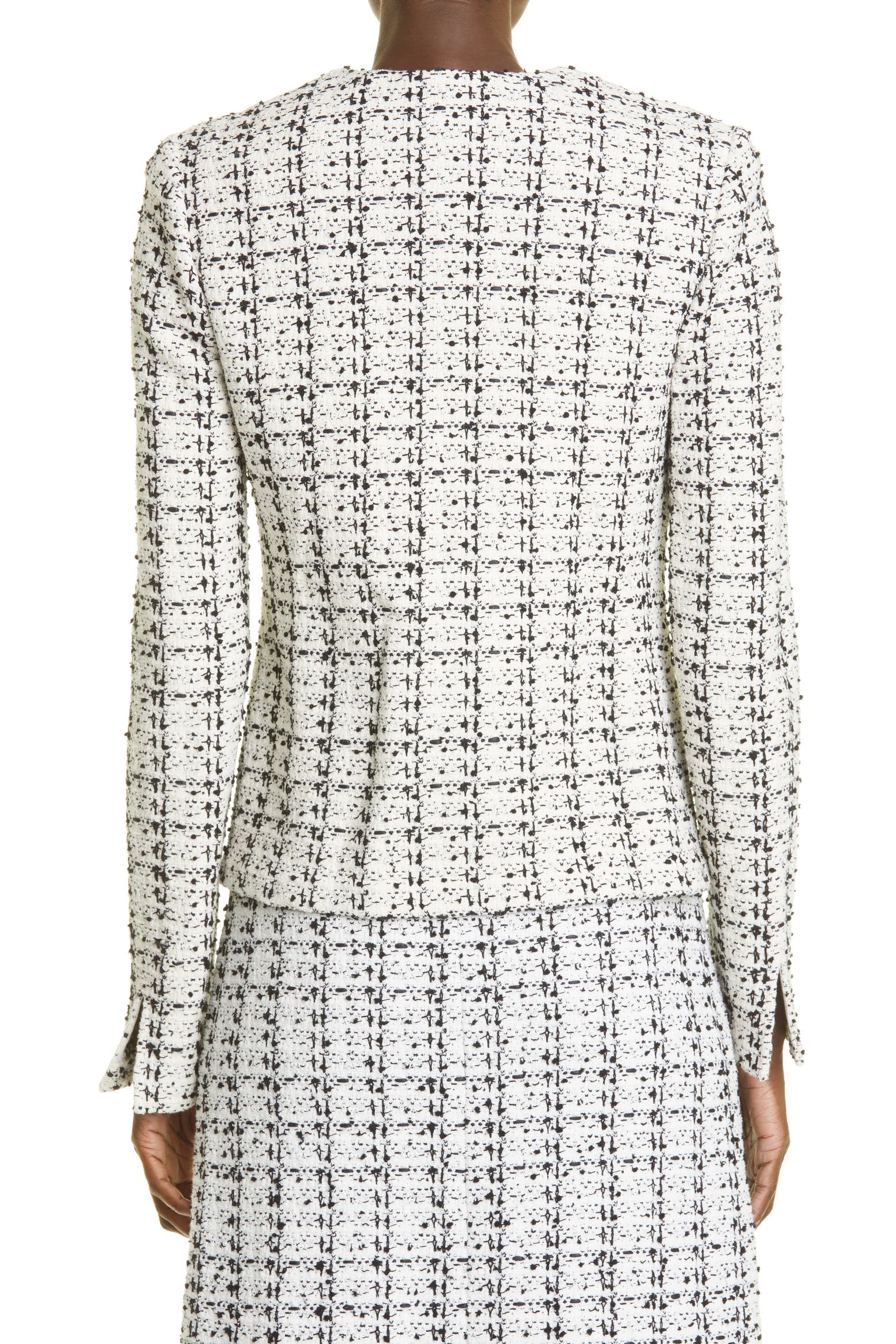 Texture Knitting Book St. John Collection Plaid Textured Knit Tweed Jacket (Women) | Nordstrom