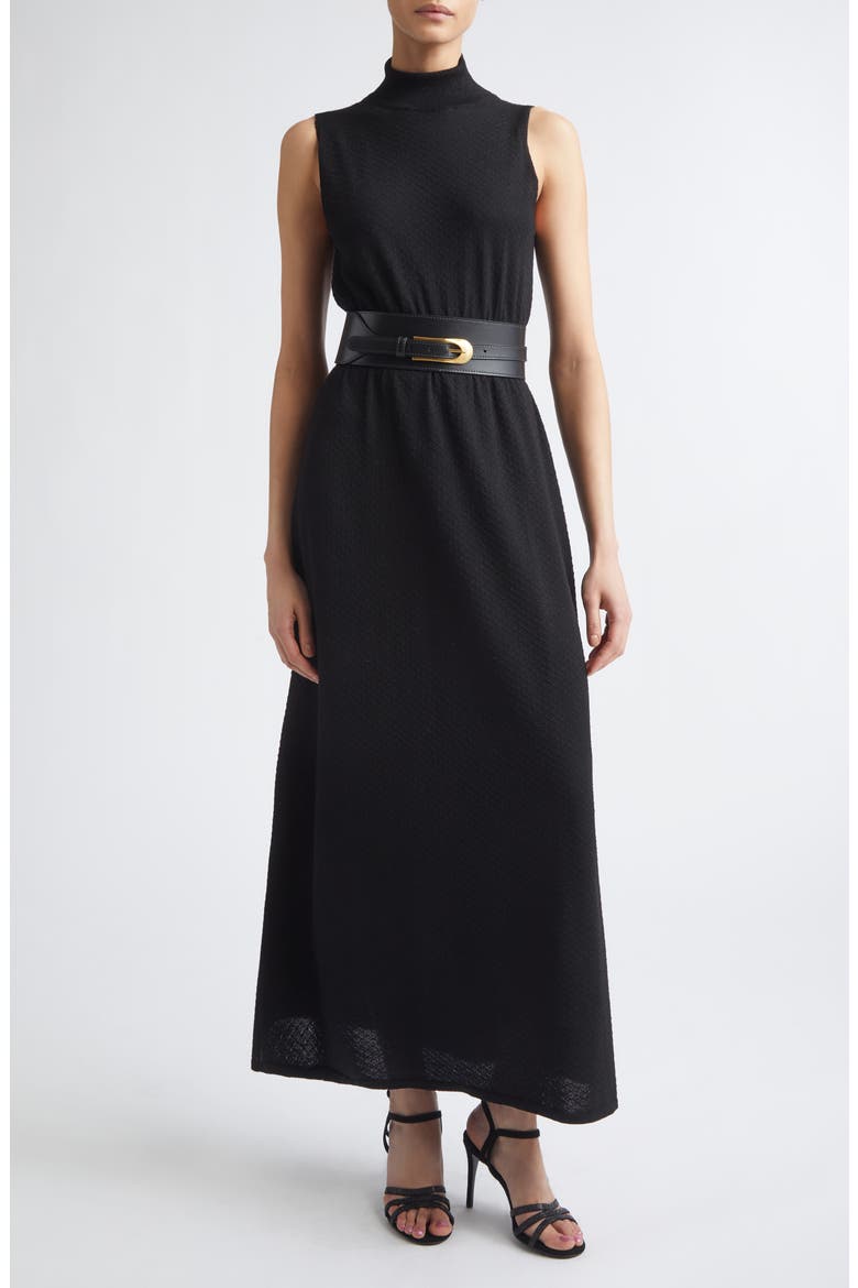 Funnel Neck Sleeveless Knit Maxi Dress, Main, color, 22 BLACK