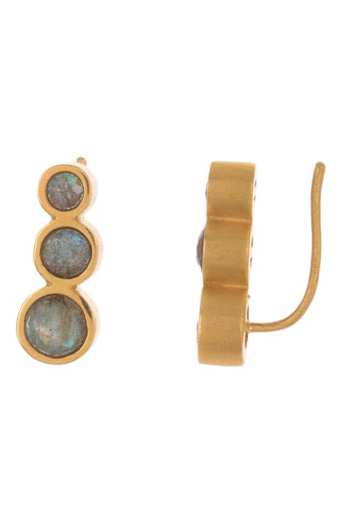 22K Gold Plated Manhattan Labradorite Ear Crawler