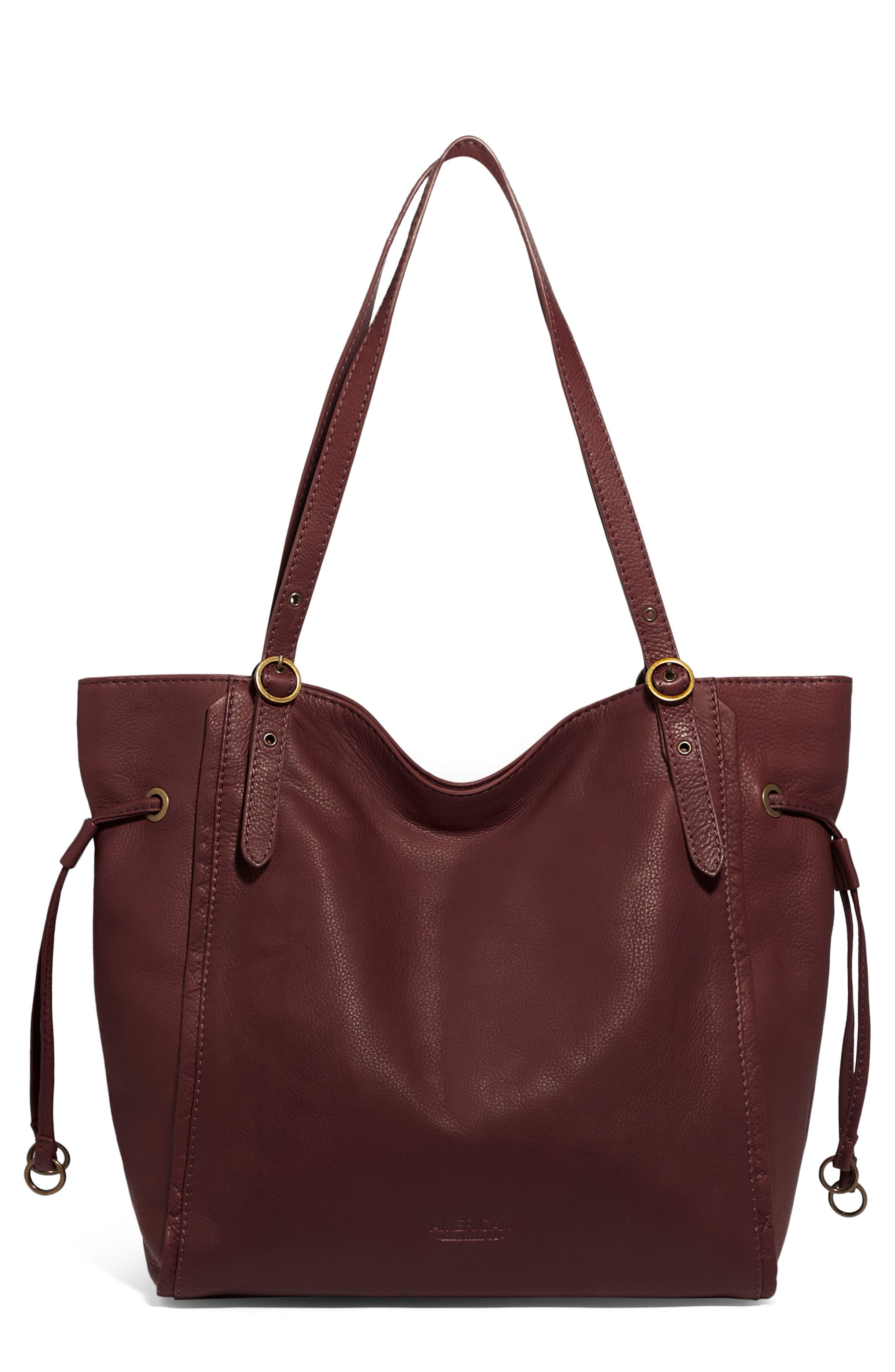 Kirby Faux Shearling Trim Tote Bag, Main, color, CORDOVAN SMOOTH