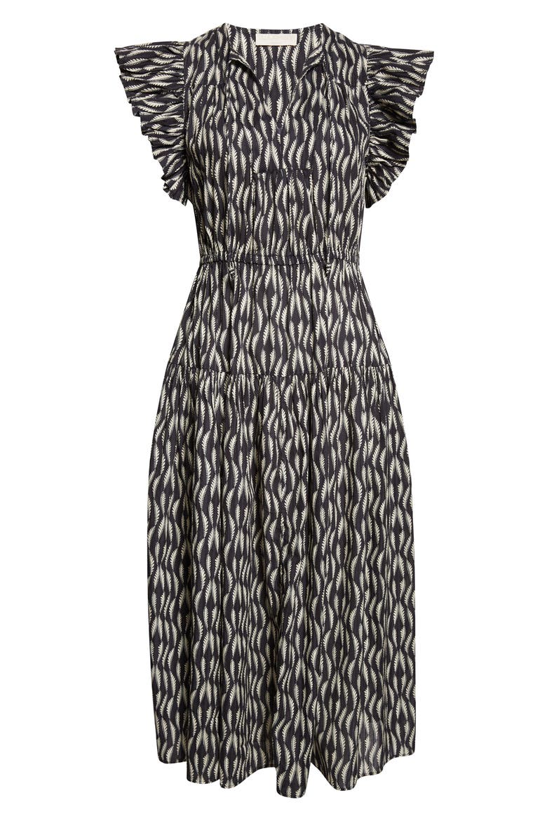 Kairi Flutter Sleeve Midi Dress, Alternate, color, GRAPHITE