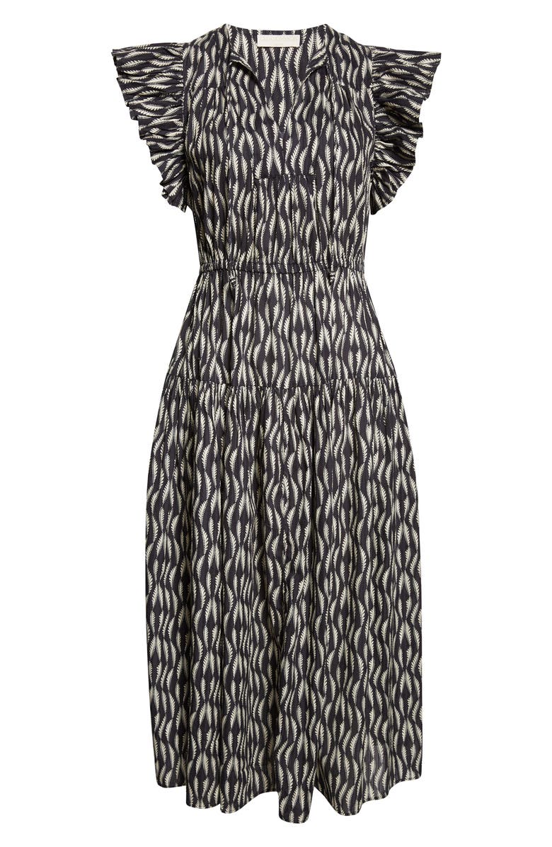 Ulla Johnson Kairi Flutter Sleeve Midi Dress, Main, color, Graphite