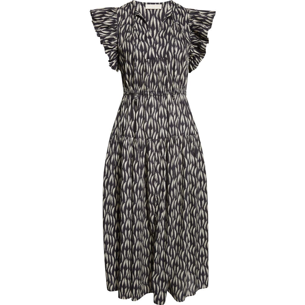 Ulla Johnson Kairi Flutter Sleeve Midi Dress In Gray