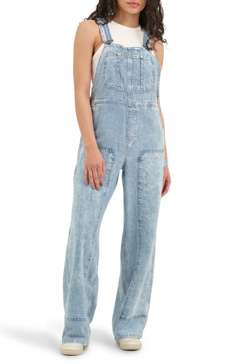 Pinstripe Relaxed Denim Overalls