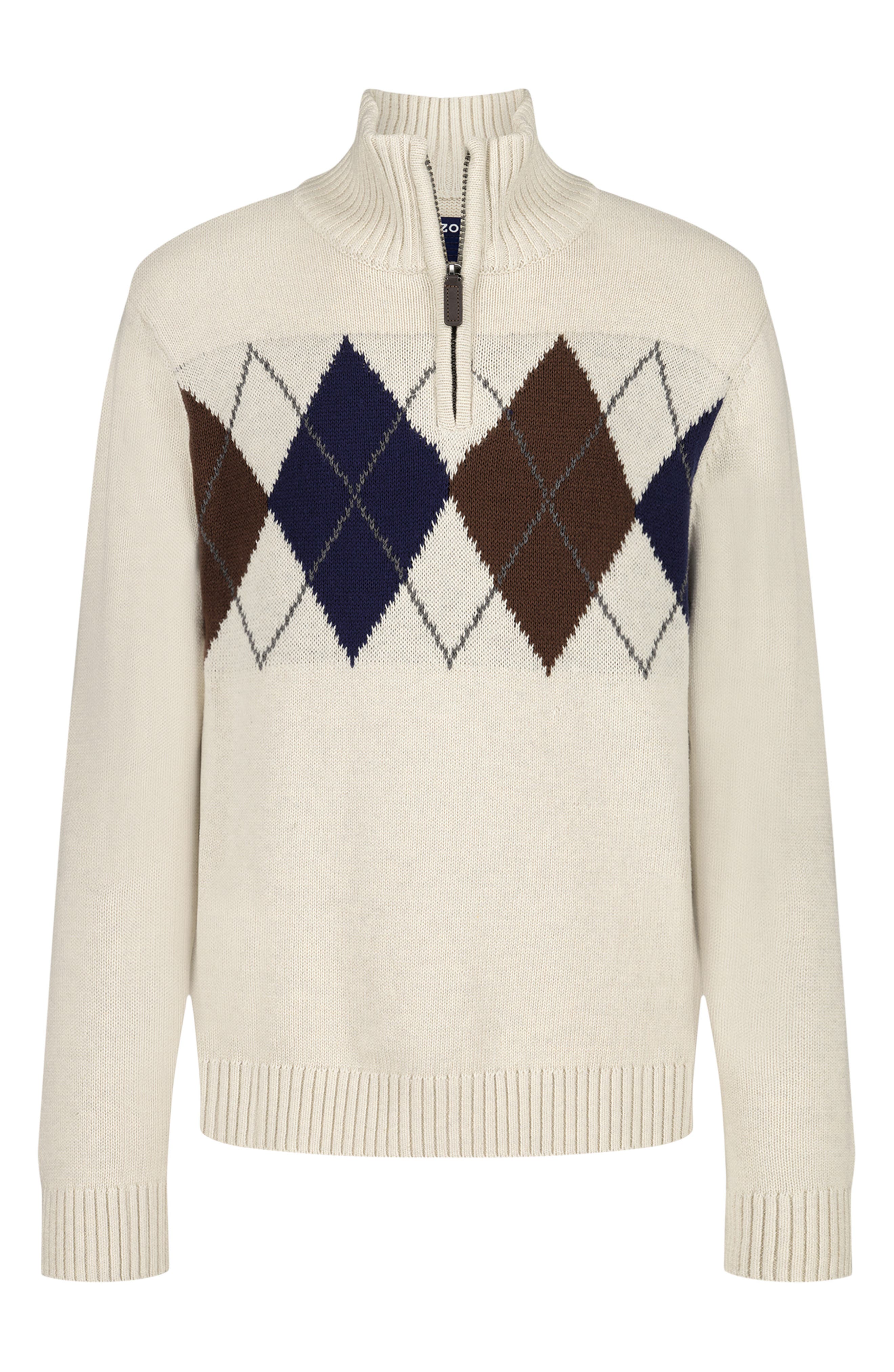 IZOD Kids' Argyle Quarter Zip Pullover Sweater