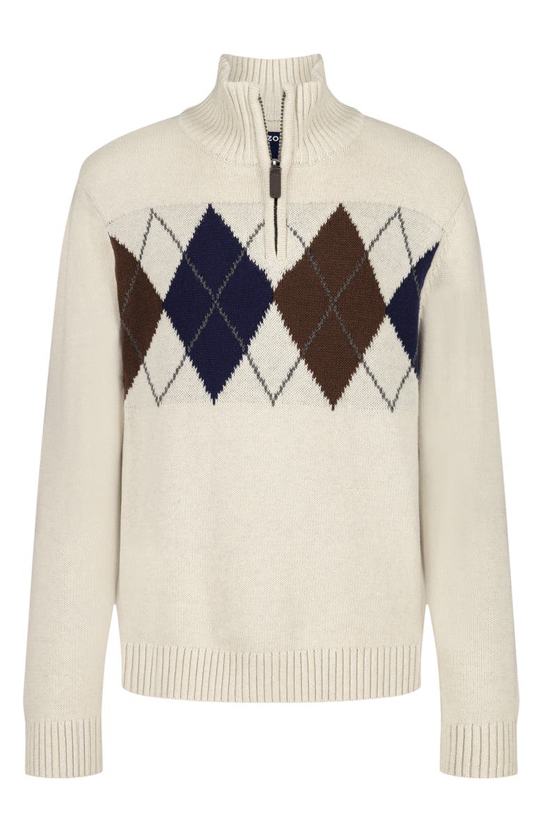 IZOD Kids' Argyle Quarter Zip Pullover Sweater, Main, color, Ivory